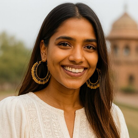 🆕️Indian Artisan Beaded Boho Chic Stylish Handmade Statement Hoop Earrings - Picture 11 of 13